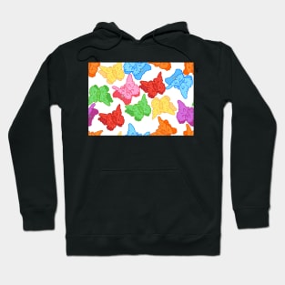 Rainbow Y2K Butterfly Clips on White Hoodie